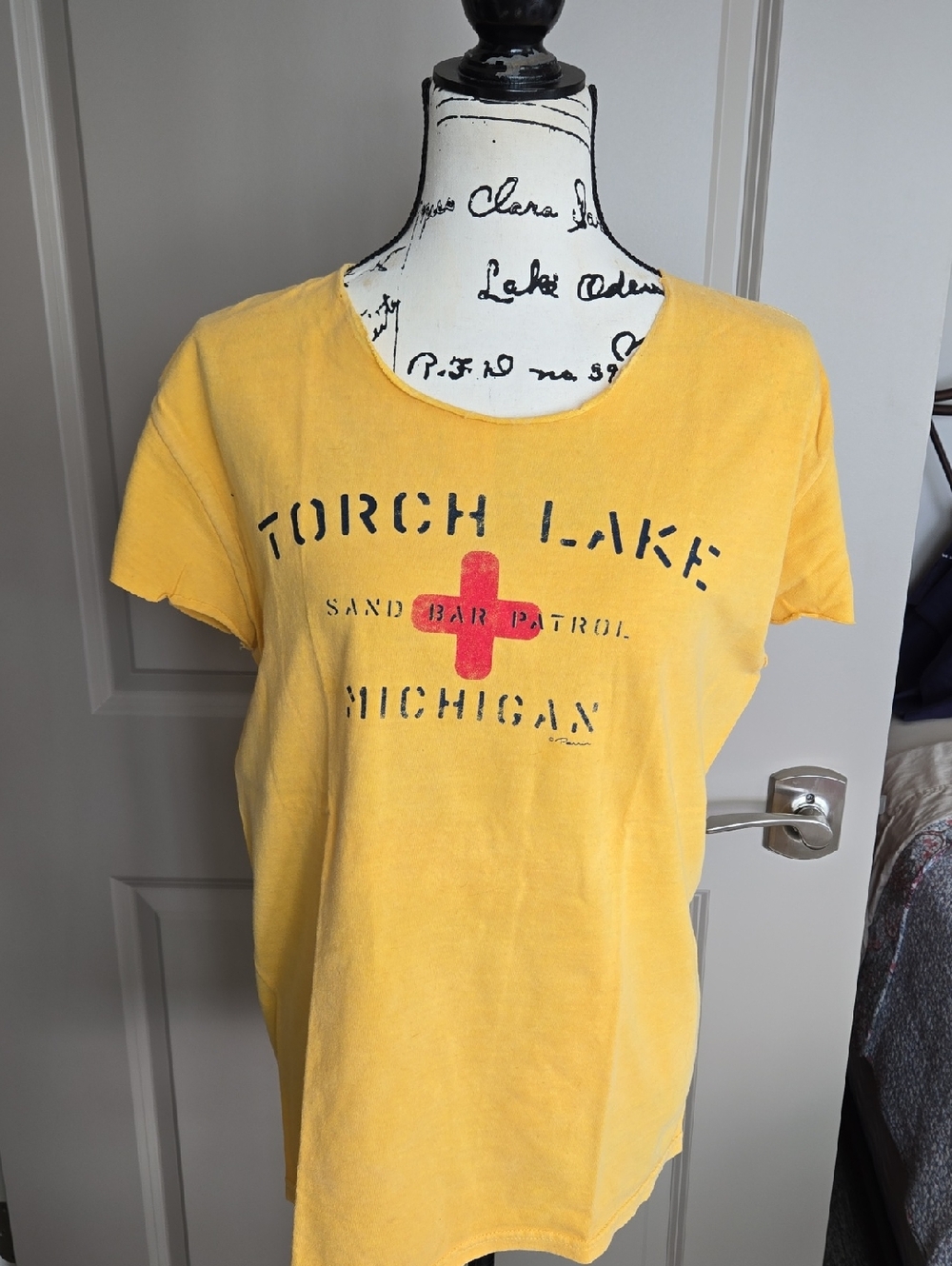 Vintage-Style Yellow Torch Lake Michigan Graphic Tee
